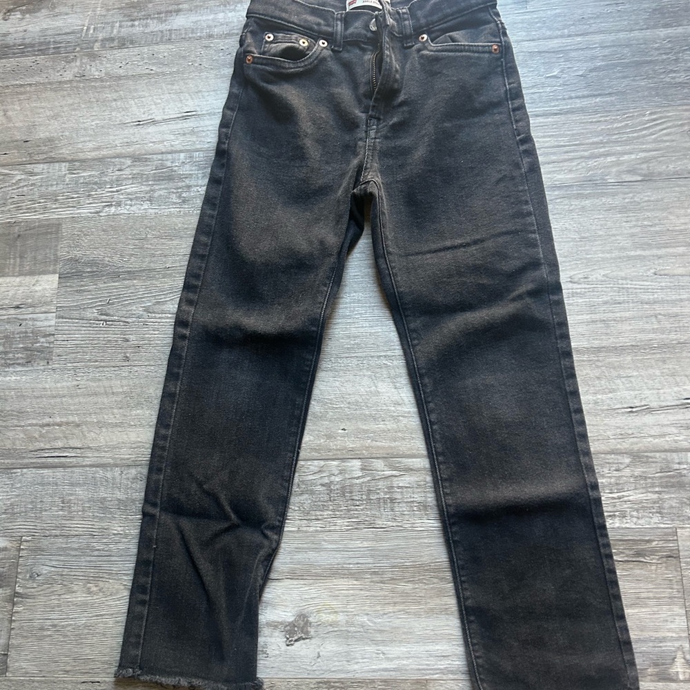 Levi's Charcoal High Rise Ankle Straight Jeans